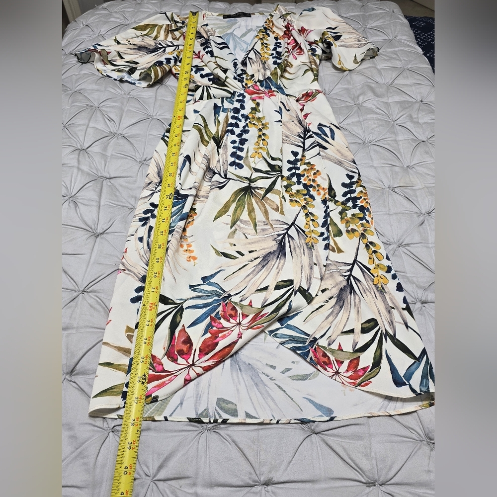 ZARA NWT Basic Collection Knot Satin Floral Dress Women's Size Small - Picture 7 of 13